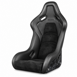 Braum Falcon-S Series Black Leatherette with Alcantara and Carbon Composite Fixed Back Bucket Seat